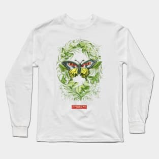 Green Paradise with Exotic Butterfly Long Sleeve T-Shirt